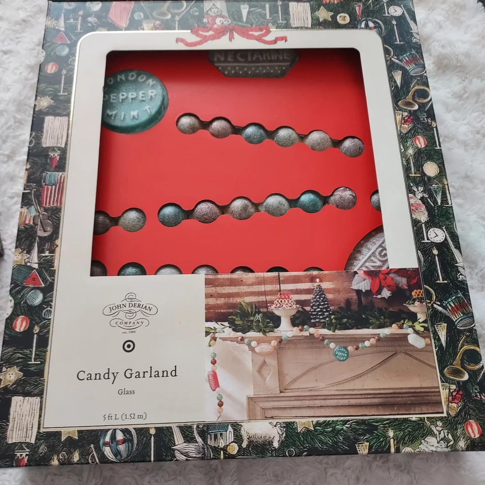 John Derian for Target 19th Century Festive Frosted Holiday Candy Garland Set/2